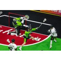 Rochester Knighthawks look for a shot against the Saskatchewan Rush