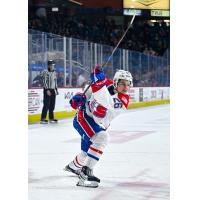 Chase Harrington of the Spokane Chiefs follows through on his shot