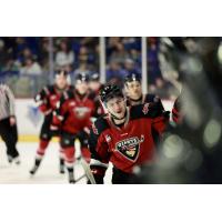 Vancouver Giants right wing Tyus Sparks (center) vs. the Prince George Cougars