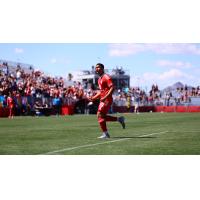 Phoenix Rising forward Damian Rivera reacts after his goal