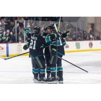 Tahoe Knight Monsters gather following a goal