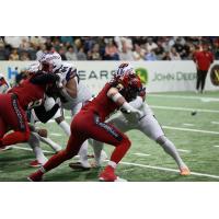 Jacksonville Sharks block against the Quad City Steamwheelers