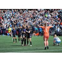 Ottawa Rapid FC react after a goal against AFC Toronto