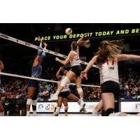 Columbus Fury middle blocker Beta Dumančić goes high vs. the Orlando Valkyries